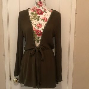 Olive Green Long Sleeve Romper